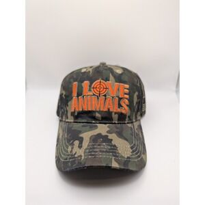 Hold Fast Hat Mens OSFM Camo Excellent I Love Animals They Taste Great Hunting